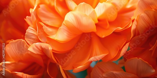 Fototapeta Naklejka Na Ścianę i Meble -  Vibrant orange flowers in close up view. Ideal for floral backgrounds