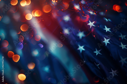 united states of america Flag, usa flag, bokeh background 