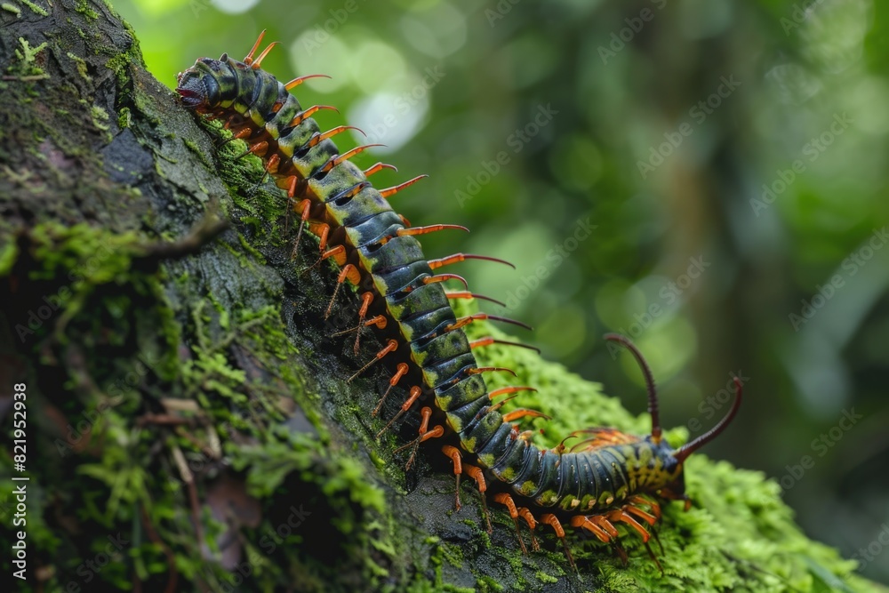 Close-up of a vibrant insect perched on a tree. Suitable for nature and wildlife themes Close-up of a vibrant insect perched on a tree. Suitable for nature and wildlife themes
