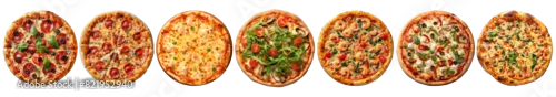 Obraz  z motywem Homemade Italian pizza png element set on transparent background
