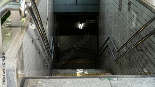 stairs leading into the basement of a building and below it is a window