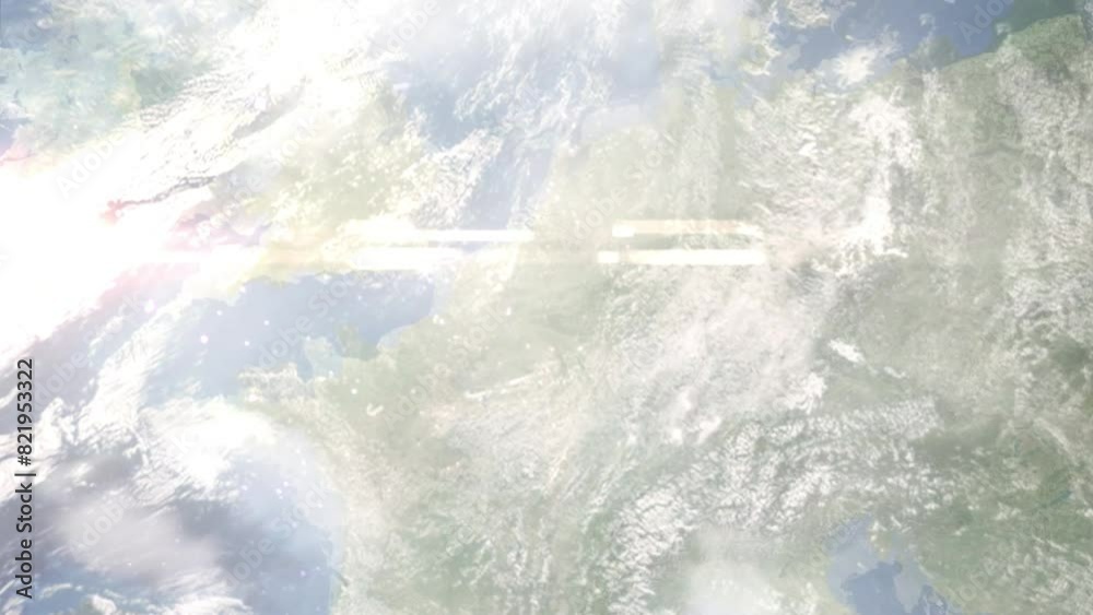 Zoom in from space and focus on Philippeville, Belgium. 3D Animation. Background for travel intro. Elements of this image furnished by NASA	