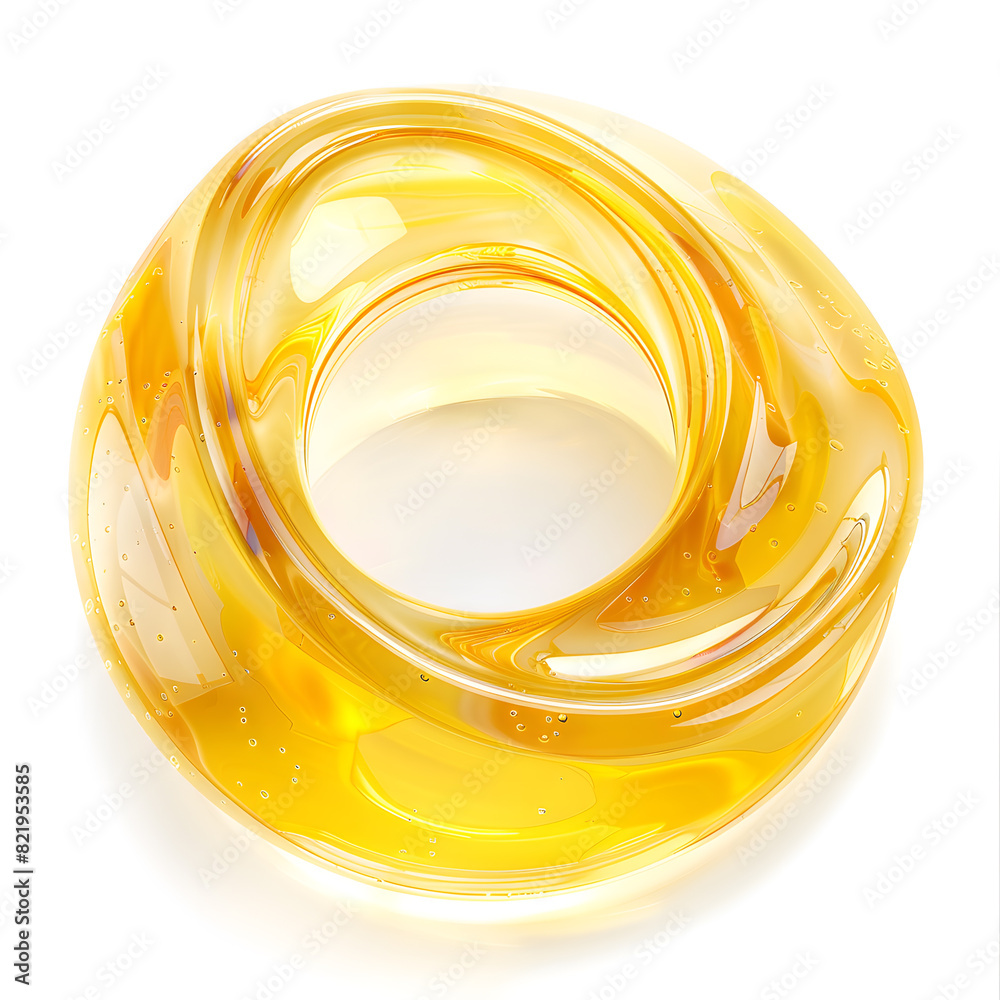 Light yellow essence oil, liquid gel, polymer material, round shape, high gloss, isolated on white background Light yellow essence oil, liquid gel, polymer material, round shape, high gloss, isolated on white background