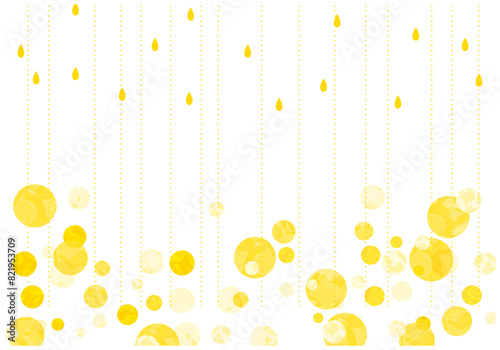 手描きの水彩水玉フレーム背景17黃色 photo