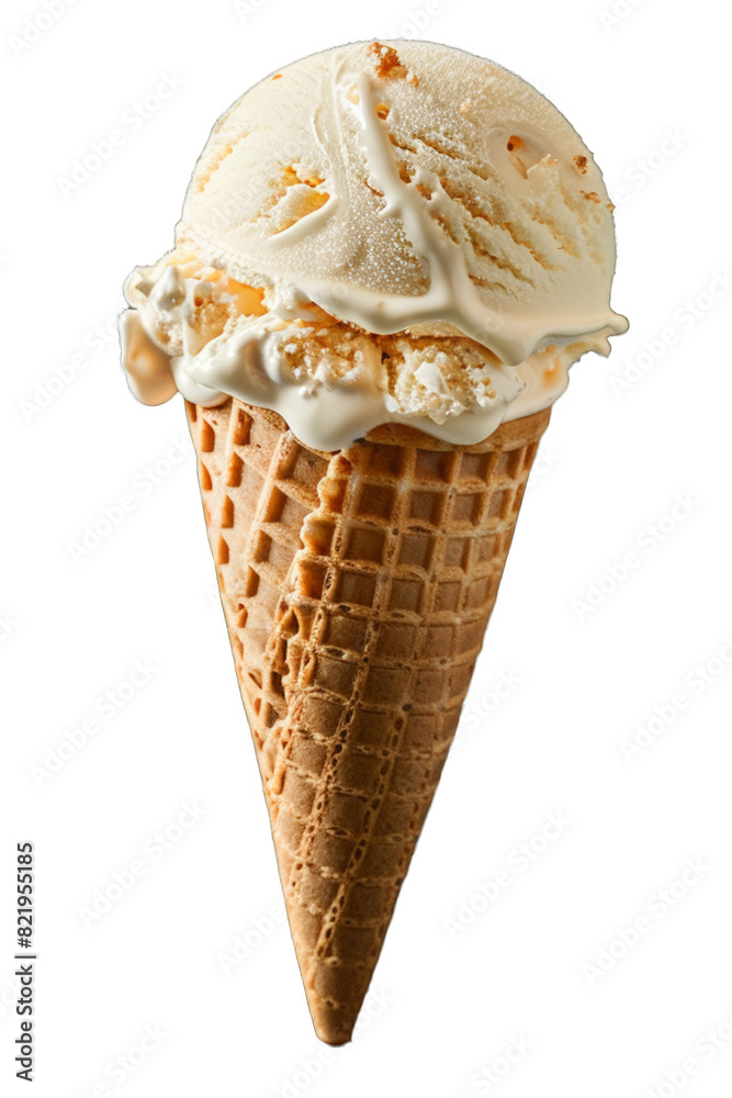 cornet de glace aux fruits avec biscuit gaufré isolé sur fond transparent cornet de glace aux fruits avec biscuit gaufré isolé sur fond transparent