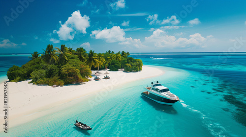 On the horizon there is a dream island surrounded by crystal clear waters. Its coast is decorated with beaches of soft, white sand that sparkle in the sun.