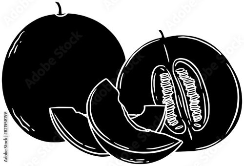 melon illustration agriculture silhouette healthy logo tropical icon garden outline leaf fruit nature food green growth natural organic plant shape nutrition indonesia vegetable for vector graphic