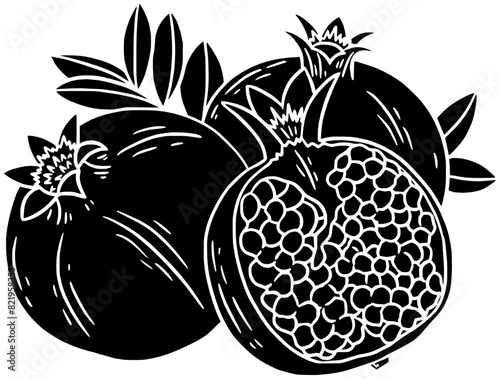 pomegranate illustration tropical silhouette fruit logo healthy icon organic outline food ripe vegetarian sweet lemon orange natural exotic juicy shape banana nutrition vitamin for vector graphic