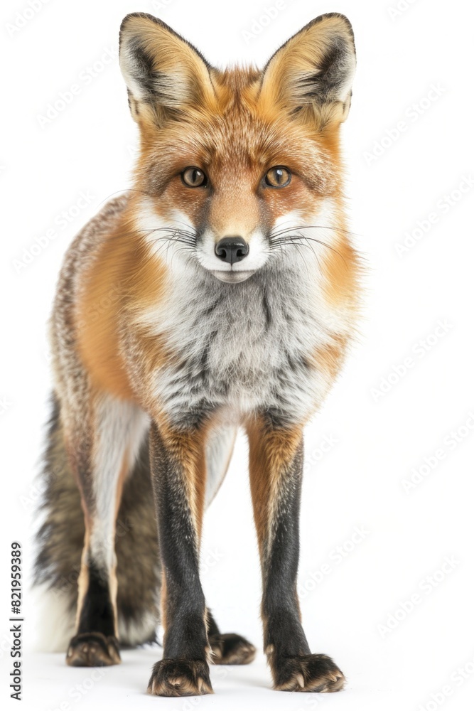 Fototapeta premium A close-up image of a fox on a white background. Suitable for various design projects