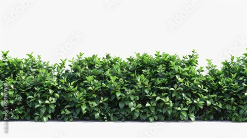 Row of green bushes on a white surface, ideal for nature backgrounds