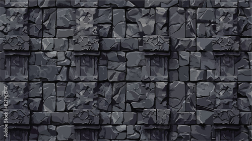 Carved stone walls of a building black to gray Vector