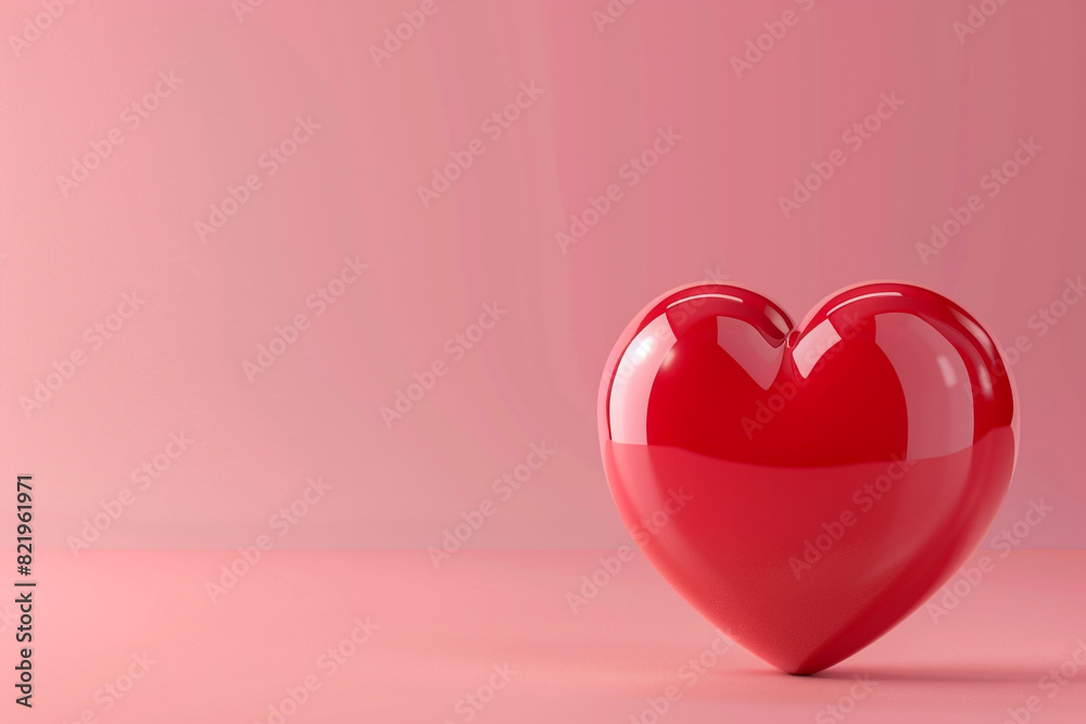 Valentine concept 3d red heart in speech bubble object isolated on pink background for graphic decorate 3d render illustation with object clipping path 