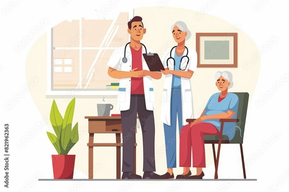 A doctor having a conversation with an elderly woman. Suitable for medical and healthcare concepts A doctor having a conversation with an elderly woman. Suitable for medical and healthcare concepts