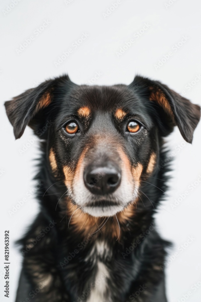 A close-up of a dog looking at the camera. Suitable for pet lovers and animal enthusiasts