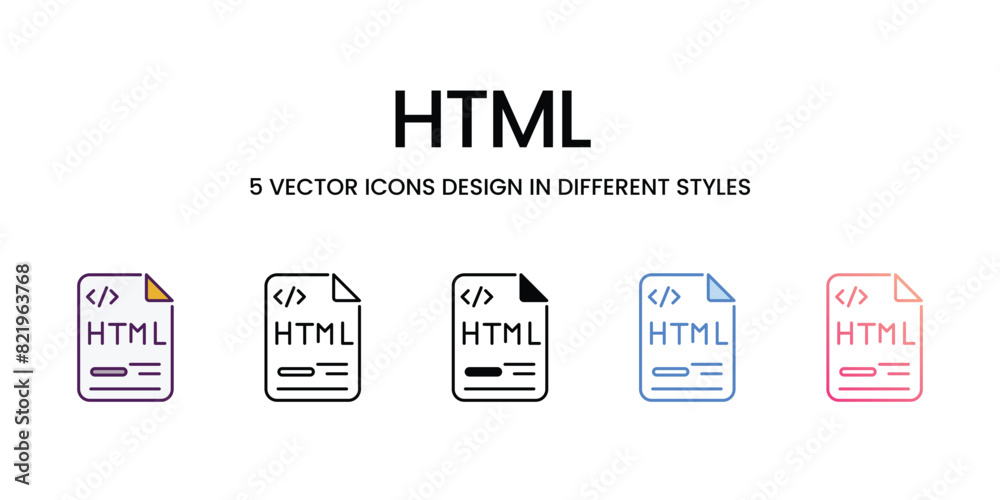 Obraz premium HTML Icons different style vector stock illustration