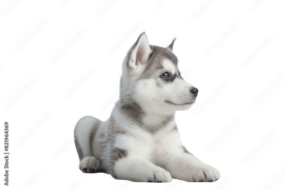 Siberian husky puppy, transparent background, fluffy fur, blue eyes Siberian husky puppy, transparent background, fluffy fur, blue eyes