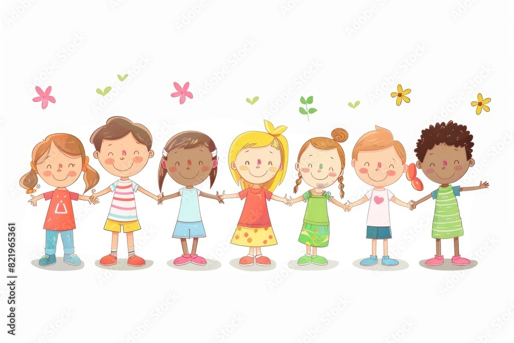 Group of children holding hands, suitable for teamwork concept Group of children holding hands, suitable for teamwork concept