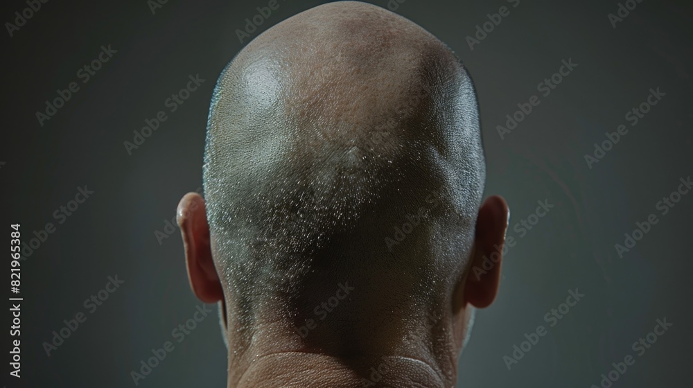 A close-up of a man's head with a full head of hair. Suitable for hair care products advertisement A close-up of a man's head with a full head of hair. Suitable for hair care products advertisement