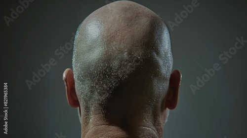 A close-up of a man's head with a full head of hair. Suitable for hair care products advertisement