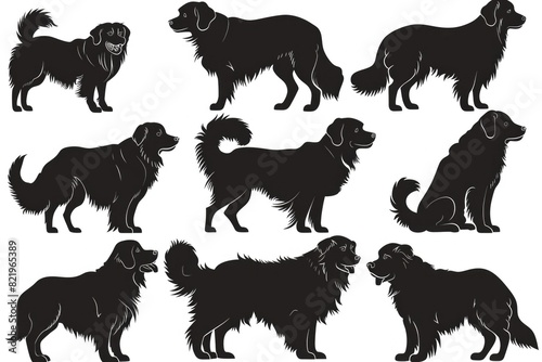 Black dog silhouettes on a white backdrop, suitable for various design projects
