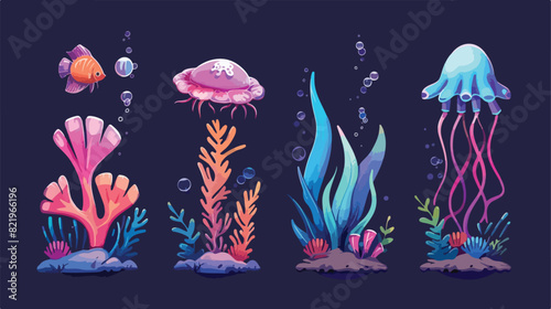 Underwater plants and creatures for sea bottom designs