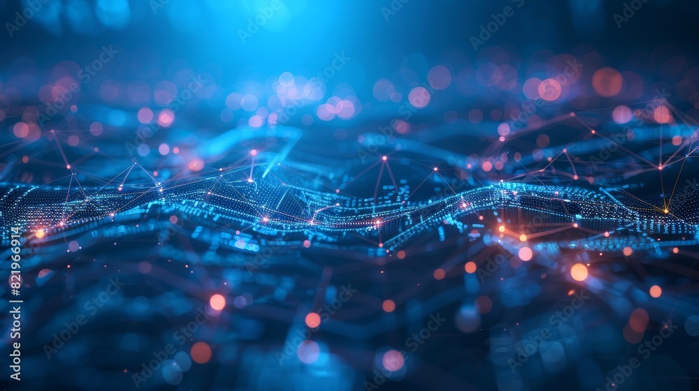 A futuristic abstract network on a blue background A futuristic abstract network on a blue background