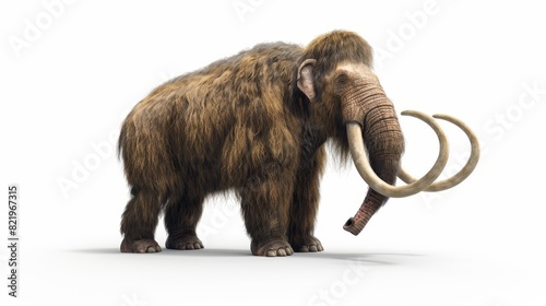 Three-dimensional illustration of a woolly mammoth isolated with shadow on a white background.