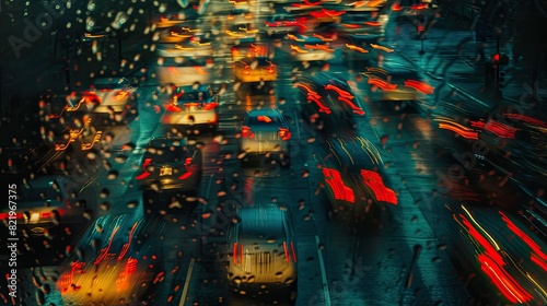 Abstract blur of traffic lights at night