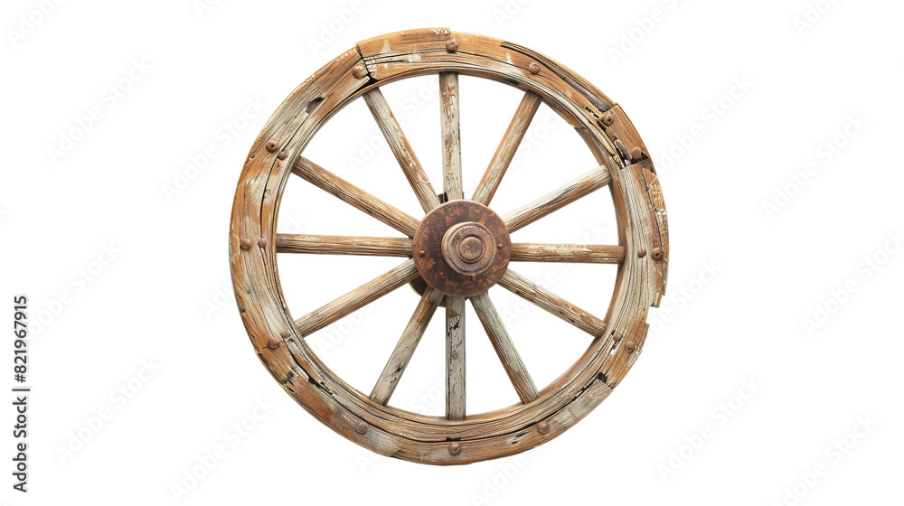 old wooden wheel isolated