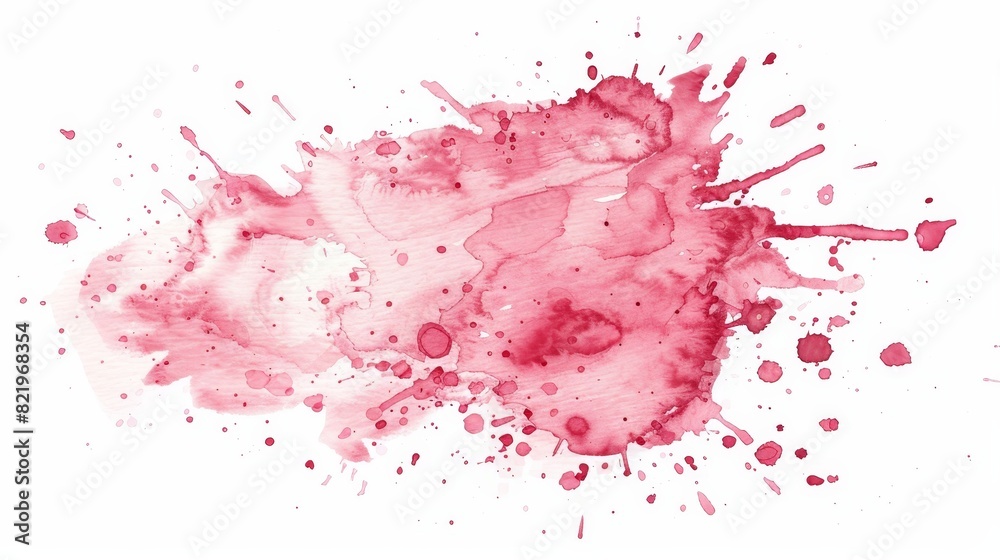 A pink watercolor stain Paint stropke washes Kit of splashes