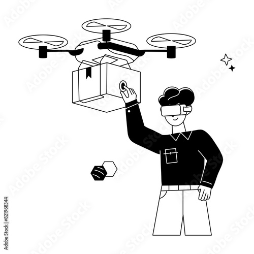 Check out linear mini illustration of drone delivery 
