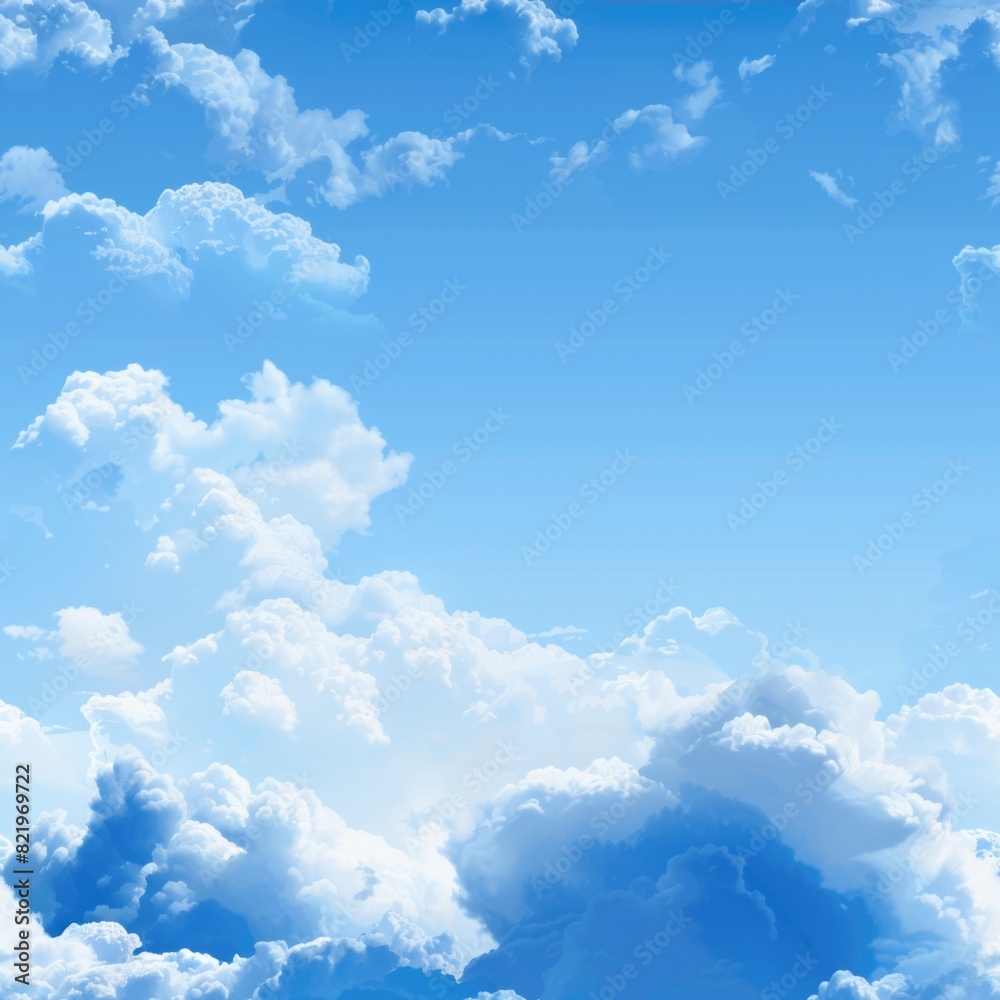 A plane flying through a cloudy blue sky, perfect for travel concept A plane flying through a cloudy blue sky, perfect for travel concept