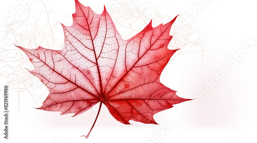 Canada Independence Day. Red maple leaf on a white background  close-up. AI generated.