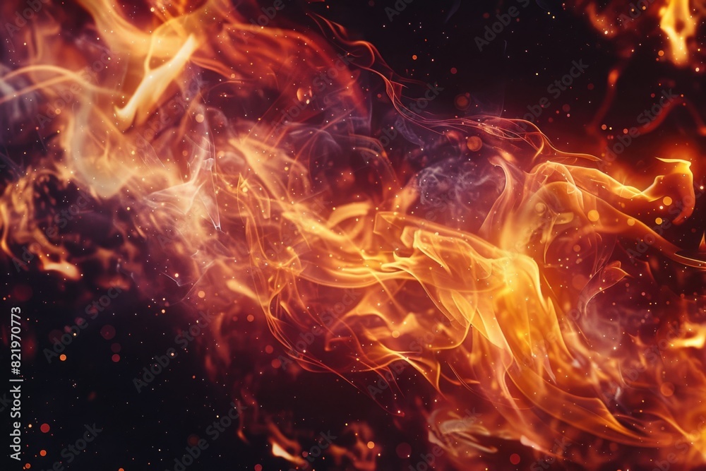 Fototapeta premium Intense flames in a dramatic close-up shot. Perfect for adding heat to your design projects