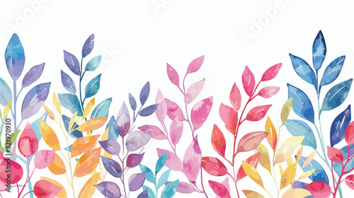 Colorful leaves watercolor border for wedding birthda