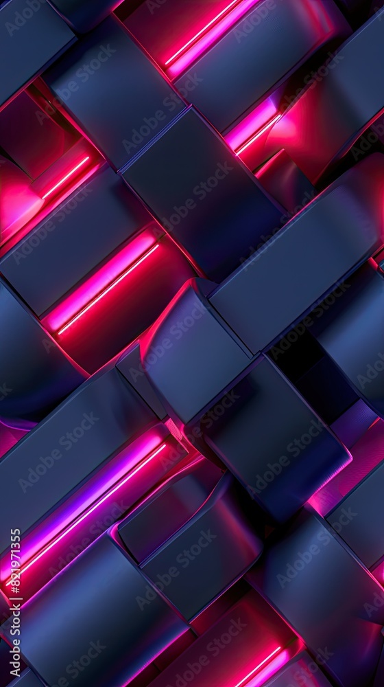 3d geometric minimalist neon pattern, pure black background 3d geometric minimalist neon pattern, pure black background