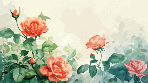 Colorful watercolor rose flower garden for wedding bi