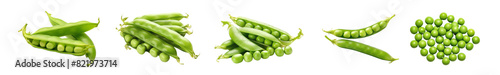 Green peas png element set on transparent background