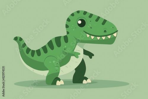 A cartoon T-Rex standing in front of a green background. Ideal for children s illustrations