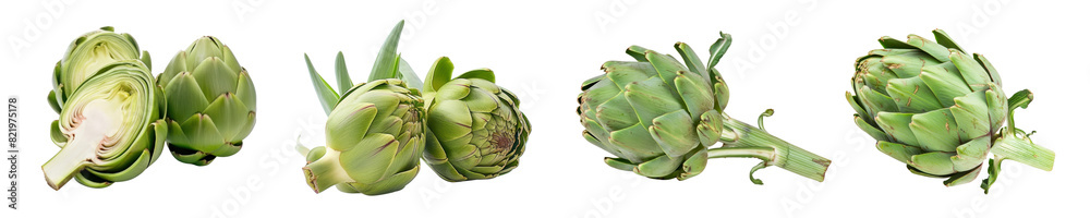 Fototapeta premium Artichoke png element set on transparent background