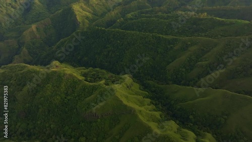 Aerial view of lush greenery and majestic mountain in Mount Inerie, Flores, Indonesia. photo