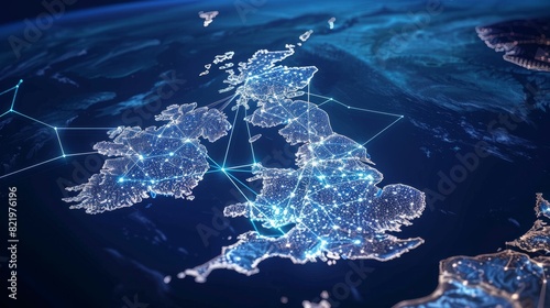 World map with networks. Global communications systems and satellites. Concept of connections.