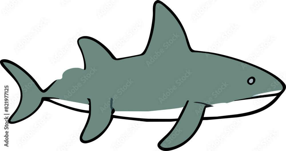 Fototapeta premium shark-themed stickers, icon doodle fill