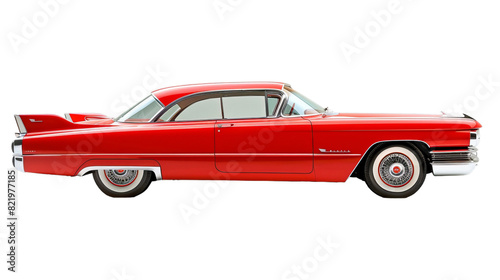 red vintage car isolate on white