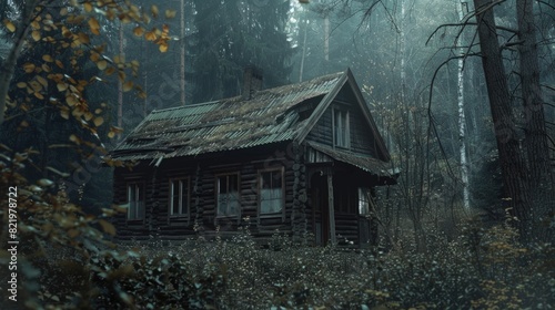 A peaceful cabin nestled in a secluded forest. Ideal for nature lovers and travel enthusiasts photo
