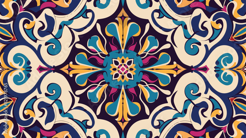 Cool Color Textile Print Design Colorful Ornamental B