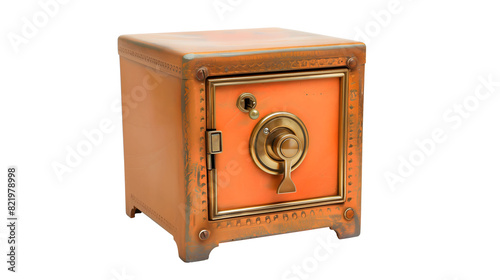 Orange money safe isolated on a transparent background.