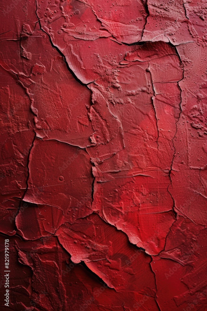 Fototapeta premium A weathered red wall with peeling paint. Suitable for renovation concepts