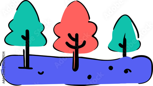 forests, plants, flowers, icon doodle offset fill
