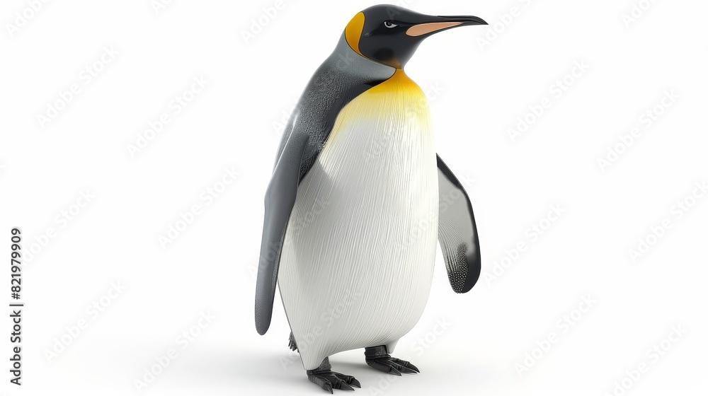 Obraz premium An emperor penguin is isolated on white in a 3D illustration.